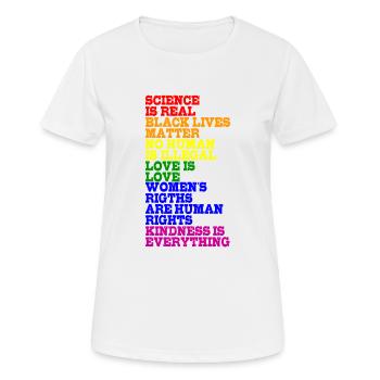 NO HUMAN IS ILLEGAL LGBT Pride Gay Pride Month - T-shirt respirant Femme - blanc - Devant - AI Model Female 172 dark (172cm)