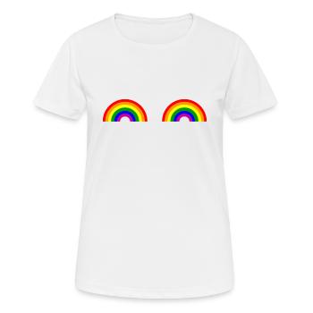 Arc-en-ciel Boobies LGBT Pride Gay Pride Month - T-shirt respirant Femme - blanc - Devant - AI Model Female 172 dark (172cm)