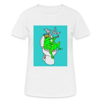 Rauchender Frosch auf dem Klo - Frauen T-Shirt atmungsaktiv - Weiß - Vorne - AI Model Female 172 dark (172cm)