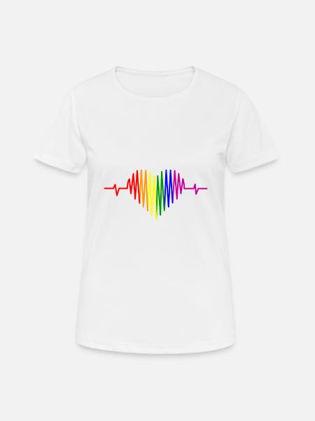 LGBT Herzschlag Regenbogen LGBT Pride Gay Pride - Frauen T-Shirt atmungsaktiv - Weiß