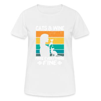 Cats Wine make everything fine - T-shirt respirant Femme - blanc - Devant - AI Model Female 172 dark (172cm)