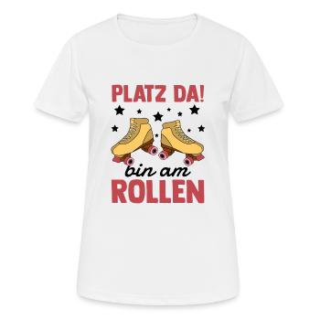 Rollschuhe - Frauen T-Shirt atmungsaktiv - Weiß - Vorne - AI Model Female 172 dark (172cm)