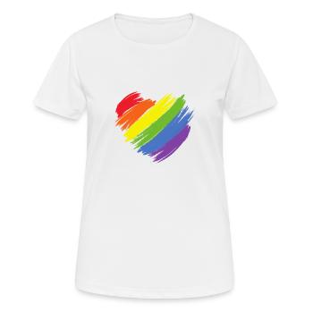 Rainbow Heart LGBT CSD Love - Women's Breathable T-Shirt - white - Front - AI Model Female 172 dark (172cm)