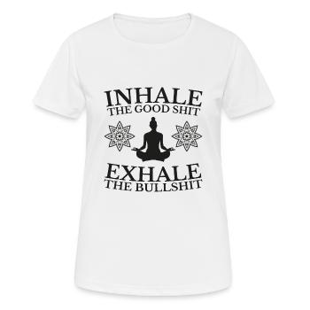 Inhale Exhale Yoga Gift Spirituality Peace - Women's Breathable T-Shirt - white - Front - AI Model Female 172 dark (172cm)