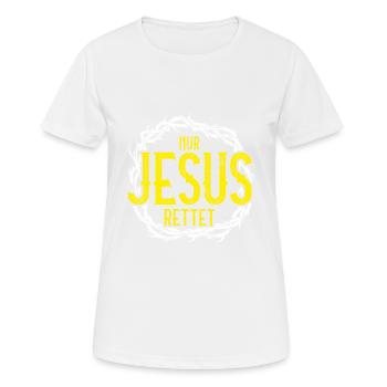 jesus rettet - Frauen T-Shirt atmungsaktiv - Weiß - Vorne - AI Model Female 172 dark (172cm)