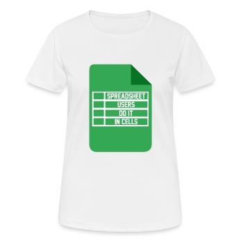 Les utilisateurs de feuilles de calcul le font dans les cellules Comptable Excel - T-shirt respirant Femme - blanc - Devant - AI Model Female 172 dark (172cm)