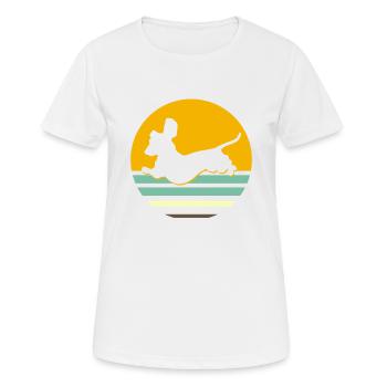 Cadeau de silhouette de chien teckel rétro teckel - T-shirt respirant Femme - blanc - Devant - AI Model Female 172 dark (172cm)