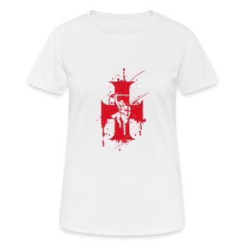 Kreuz und Pferd Ritter Templer - Frauen T-Shirt atmungsaktiv - Weiß - Vorne - AI Model Female 172 dark (172cm)