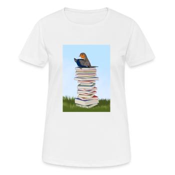 Rotkehlchen liest Bücher Vogelfreund Singvogel - Frauen T-Shirt atmungsaktiv - Weiß - Vorne - AI Model Female 172 dark (172cm)