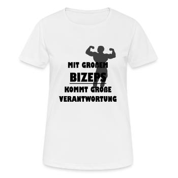 Bizeps - Frauen T-Shirt atmungsaktiv - Weiß - Vorne - AI Model Female 172 dark (172cm)