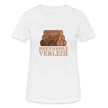 Brennholz Verleih Feuerholz Holz Holzfäller - Frauen T-Shirt atmungsaktiv - Weiß - Vorne - AI Model Female 172 dark (172cm)