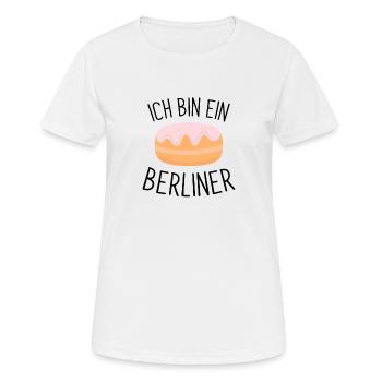 ich bin ein Berliner, JFK - Berliner - Berlin - wa - Frauen T-Shirt atmungsaktiv - Weiß - Vorne - AI Model Female 172 dark (172cm)