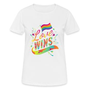 Love Wins LGBT Gay Pride CSD Gender Queer Trans - T-shirt respirant Femme - blanc - Devant - AI Model Female 172 dark (172cm)