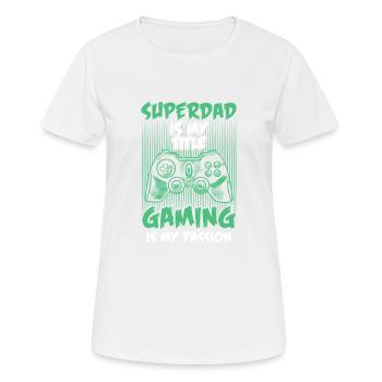 Superdad Titre De Jeu De Jeu De Jeu Vidéo Ma Passion Gamer - T-shirt respirant Femme - blanc - Devant - AI Model Female 172 dark (172cm)