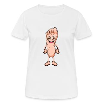 Fuß - Frauen T-Shirt atmungsaktiv - Weiß - Vorne - AI Model Female 172 dark (172cm)