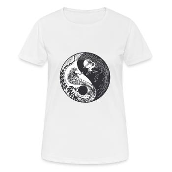Ying Yang Crane Snake Symbole chinois - T-shirt respirant Femme - blanc - Devant - AI Model Female 172 dark (172cm)