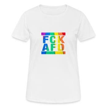 Contre les nazis - FCK AFD - Contre la droite - LGBTQ - T-shirt respirant Femme - blanc - Devant - AI Model Female 172 dark (172cm)