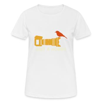 Observation d’oiseaux Un hobby - T-shirt respirant Femme - blanc - Devant - AI Model Female 172 dark (172cm)
