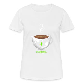 Le café recharge les batteries - T-shirt respirant Femme - blanc - Devant - AI Model Female 172 dark (172cm)