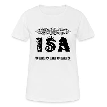 ISA Jungen Name personalisiertes - Frauen T-Shirt atmungsaktiv - Weiß - Vorne - AI Model Female 172 dark (172cm)