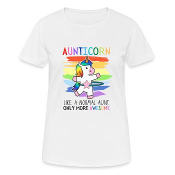 Aunticorn Tate De Licorne Mature Dabbing Unicorn Fun - T-shirt respirant Femme - blanc - Devant - AI Model Female 172 dark (172cm)