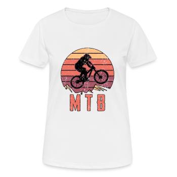 BMX MTB Mountainbike Fahrradhelm - Frauen T-Shirt atmungsaktiv - Weiß - Vorne - AI Model Female 172 dark (172cm)