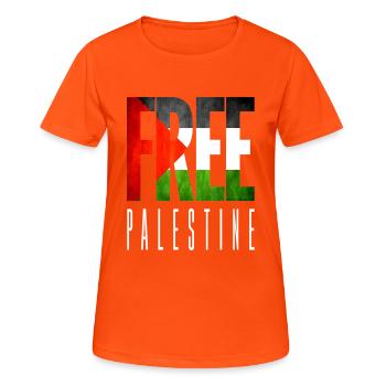 Palestine Liberté libre Liberté Gaza - T-shirt respirant Femme - orange néon - Devant - AI Model Female 172 dark (172cm)