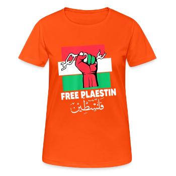 Palestine Liberté libre Liberté Gaza - T-shirt respirant Femme - orange néon - Devant - AI Model Female 172 dark (172cm)