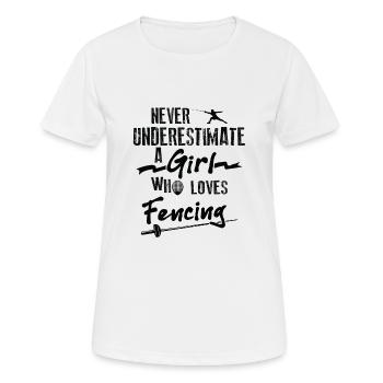 Never Understimate Fencing Girl Escrime - T-shirt respirant Femme - blanc - Devant - AI Model Female 172 dark (172cm)