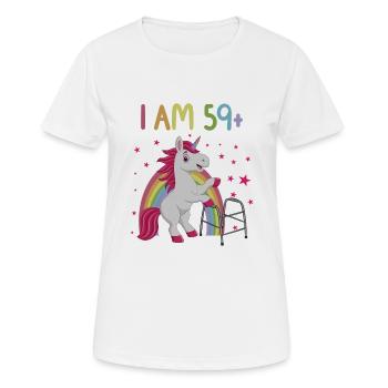 60 ans de licorne J’ai 59 ans+ 60 ans - T-shirt respirant Femme - blanc - Devant - AI Model Female 172 dark (172cm)