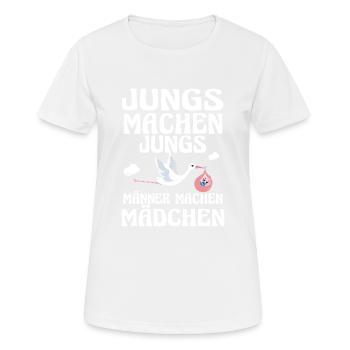 Jungs machen Jungs Männer machen Mädchen Storch - Frauen T-Shirt atmungsaktiv - Weiß - Vorne - AI Model Female 172 dark (172cm)