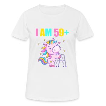 60 ans de licorne J’ai 59 ans+ 60 ans - T-shirt respirant Femme - blanc - Devant - AI Model Female 172 dark (172cm)