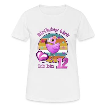 Geburtstag Mädchen Flamingo ich Bin 12 Jahre alt - Frauen T-Shirt atmungsaktiv - Weiß - Vorne - AI Model Female 172 dark (172cm)