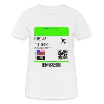 Boarding Pass New York NYC Flight Ticket - Women's Breathable T-Shirt - white - Front - AI Model Female 172 dark (172cm)