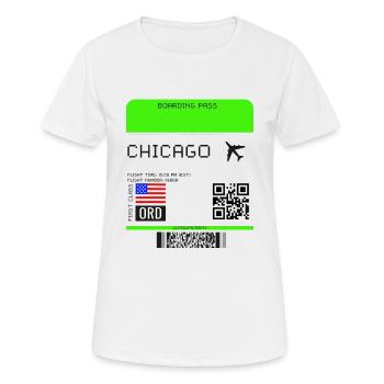 Boarding Pass Chicago Flugticket - Frauen T-Shirt atmungsaktiv - Weiß - Vorne - AI Model Female 172 dark (172cm)