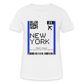 Boarding Pass New York NYC Flight Ticket - Women's Breathable T-Shirt - white - Front - AI Model Female 172 dark (172cm)