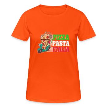 Pizza Pasta Italia Pizza Stück auf Italienschen - Frauen T-Shirt atmungsaktiv - Neonorange - Vorne - AI Model Female 172 dark (172cm)