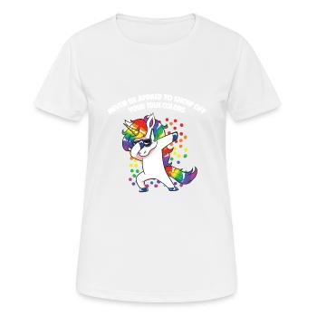 Lesben Motiv mit Spruch lesbisch CSD Regenbogen - Frauen T-Shirt atmungsaktiv - Weiß - Vorne - AI Model Female 172 dark (172cm)