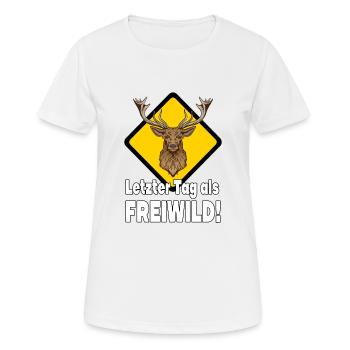 Junggesellenabschied Hirsch Schild - Frauen T-Shirt atmungsaktiv - Weiß - Vorne - AI Model Female 172 dark (172cm)
