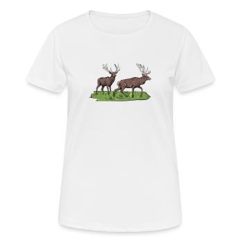 Red Deer I Deer Red Deer Antlers Hunting Motif for - Women's Breathable T-Shirt - white - Front - AI Model Female 172 dark (172cm)