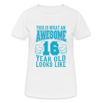 J’ai 16 ans 16 ans de vie garçons 16 ans - T-shirt respirant Femme - blanc - Devant - AI Model Female 172 dark (172cm)
