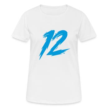12 - Frauen T-Shirt atmungsaktiv - Weiß - Vorne - AI Model Female 172 dark (172cm)