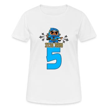 Kinder Ninja Fünfter Geburtstag Samurai Ninja 5 - Frauen T-Shirt atmungsaktiv - Weiß - Vorne - AI Model Female 172 dark (172cm)