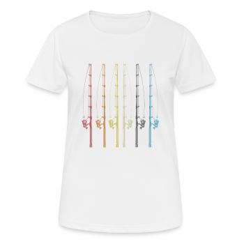 Angeln Retro Angelrute Rute Fishing Vintage Angler - Frauen T-Shirt atmungsaktiv - Weiß - Vorne - AI Model Female 172 dark (172cm)