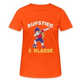 Aufstieg 5. Klasse Grundschule Schulkind Schüler F - Frauen T-Shirt atmungsaktiv - Neonorange - Vorne - AI Model Female 172 dark (172cm)
