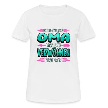 Schwangerschaft Oma Enkel Kind Spruch Geschenk - Frauen T-Shirt atmungsaktiv - Weiß - Vorne - AI Model Female 172 dark (172cm)