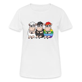 Mouton noir - Mouton arc-en-ciel - T-shirt respirant Femme - blanc - Devant - AI Model Female 172 dark (172cm)