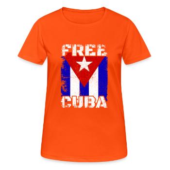 Free Cuba, Cuban Revolution Flag - Frauen T-Shirt atmungsaktiv - Neonorange - Vorne - AI Model Female 172 dark (172cm)