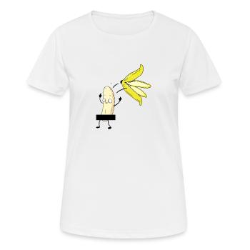 Striptease Banane I FKK Zensurbalken für Stripper - Frauen T-Shirt atmungsaktiv - Weiß - Vorne - AI Model Female 172 dark (172cm)