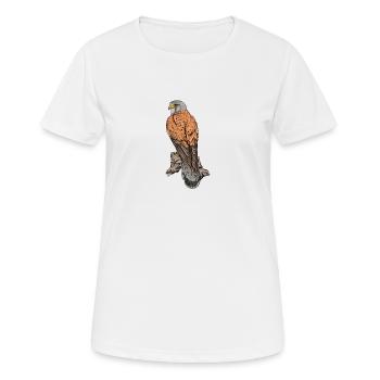 Fauconnier de la tour I de l’oiseau de proie chasse au croquant motif pour fauconnier - T-shirt respirant Femme - blanc - Devant - AI Model Female 172 dark (172cm)